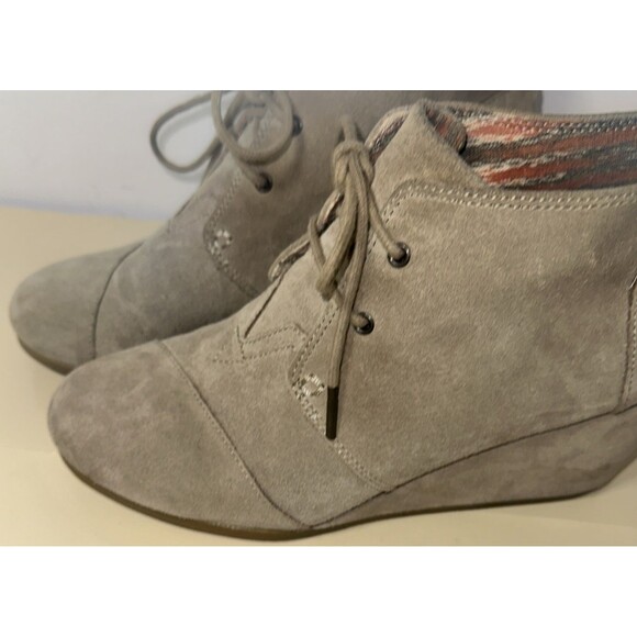 Toms Desert Wedge Women 11 Beige Taupe Suede Kala Wedge Ankle Booties Shoes - Picture 9 of 9